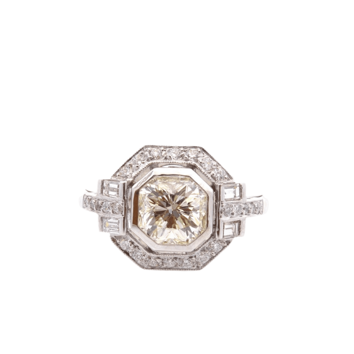 Bague Entourage en platine et diamants - Castafiore