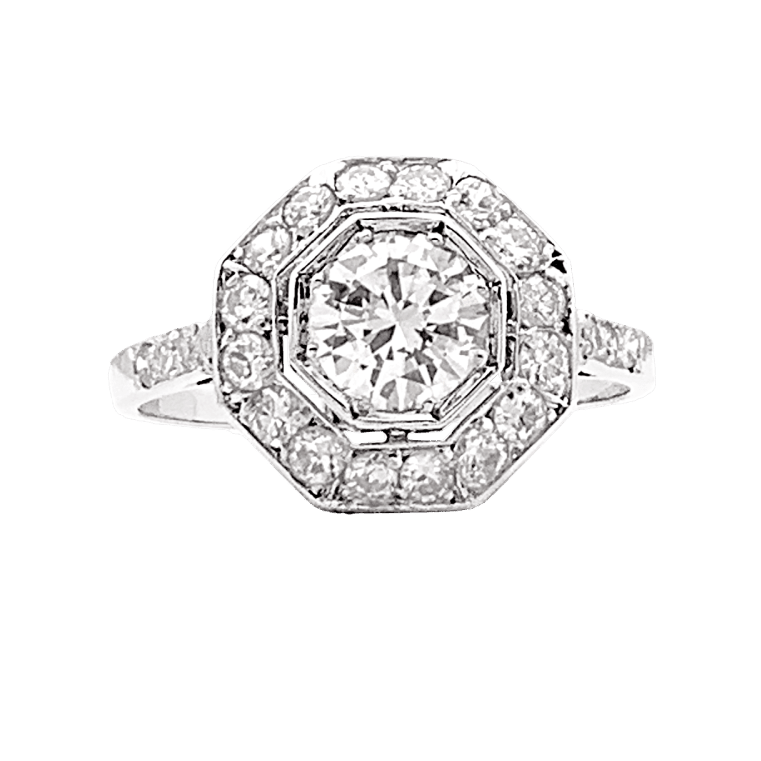 Bague Entourage en platine et diamants - Castafiore