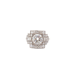 Bague Entourage en platine et diamants - Castafiore