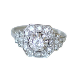 Bague Entourage en platine et diamants - Castafiore