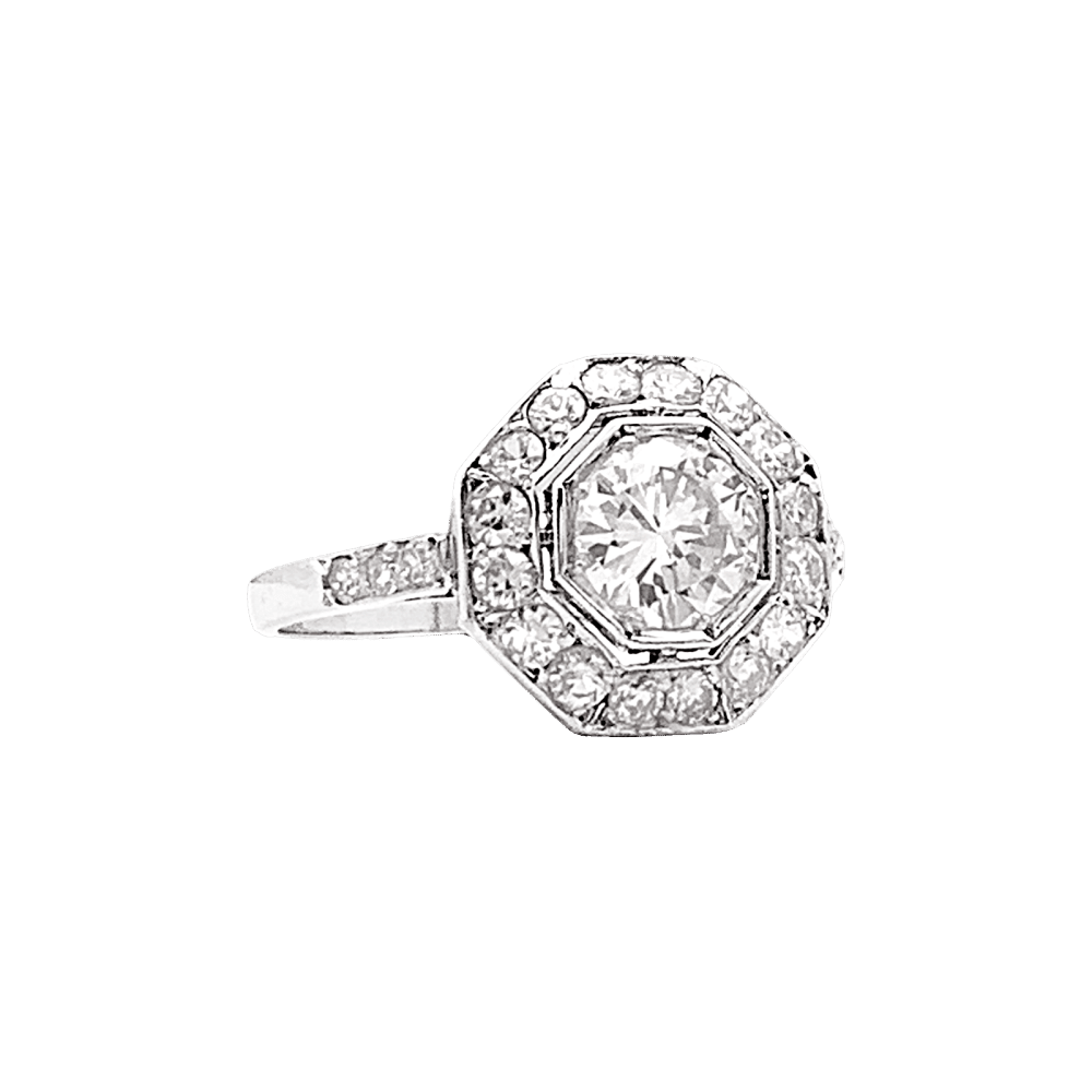 Bague Entourage en platine et diamants - Castafiore
