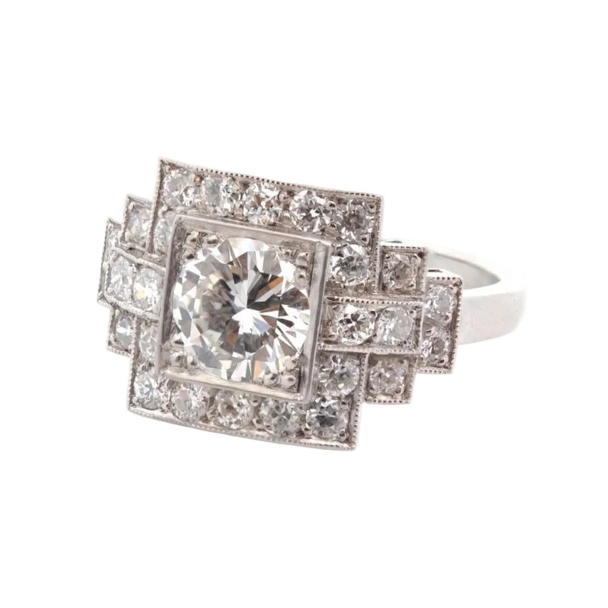 Bague Entourage en platine et diamants - Castafiore