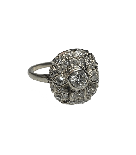 Bague Entourage en platine et diamants - Castafiore