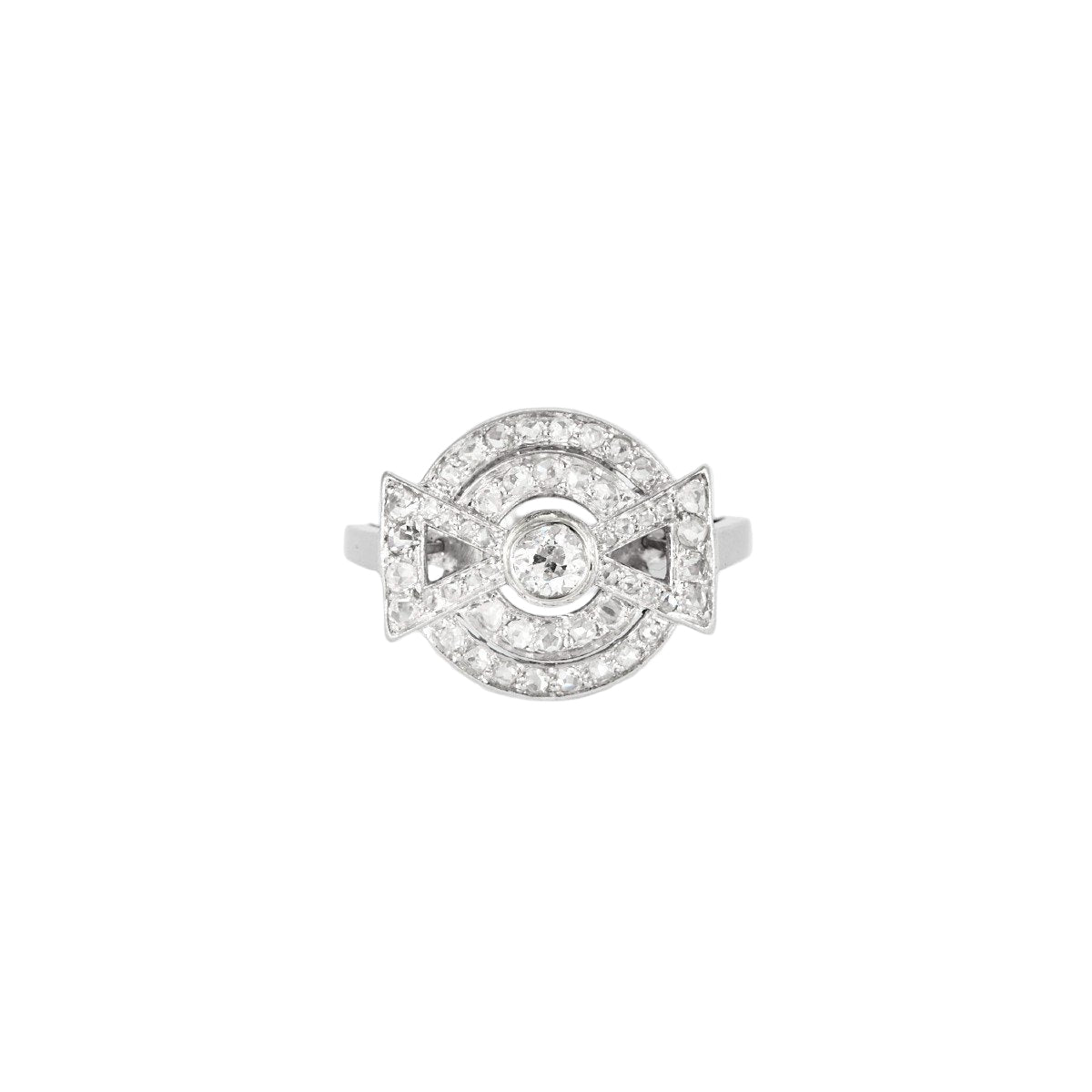 Bague Entourage en platine et diamants - Castafiore