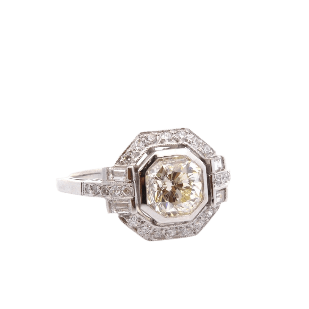 Bague Entourage en platine et diamants - Castafiore