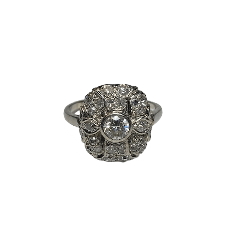 Bague Entourage en platine et diamants - Castafiore