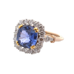 Bague Entourage en platine, or, saphir, et diamants - Castafiore