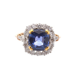 Bague Entourage en platine, or, saphir, et diamants - Castafiore