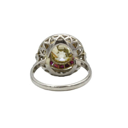 Bague Entourage en platine, rubis et diamants - Castafiore