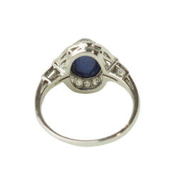 Bague Entourage en platine, saphir, et diamants