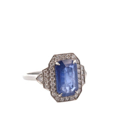 Bague Entourage en platine, saphir et diamants - Castafiore