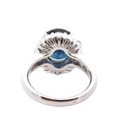 Bague Entourage en platine, saphir et diamants - Castafiore