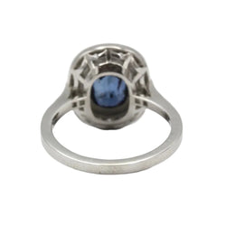 Bague Entourage en platine, saphir et diamants - Castafiore
