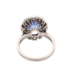 Bague Entourage en platine, saphir et diamants - Castafiore