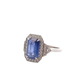 Bague Entourage en platine, saphir et diamants - Castafiore