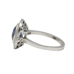 Bague Entourage en platine, saphir et diamants - Castafiore