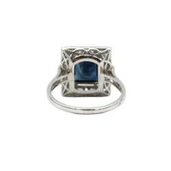 Bague Entourage en platine, saphir et diamants - Castafiore