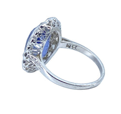 Bague Entourage en platine, saphir et diamants - Castafiore