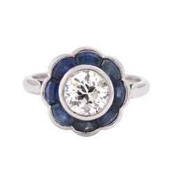 Bague Entourage en platine, saphirs et diamants - Castafiore