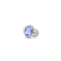 Bague Entourage en platine, saphirs et diamants - Castafiore