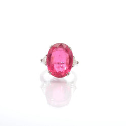 Bague Entourage en platine, tourmaline et diamants - Castafiore
