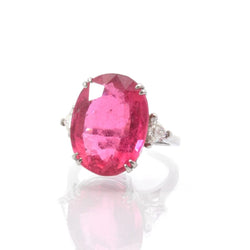 Bague Entourage en platine, tourmaline et diamants - Castafiore