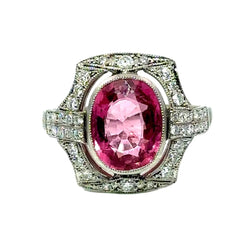 Bague Entourage en platine, tourmaline et diamants - Castafiore
