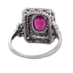 Bague Entourage en platine, tourmaline et diamants - Castafiore