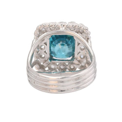 Bague Entourage en platine, zircon et diamants - Castafiore