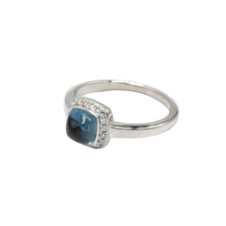 Bague Entourage FRED "Pain de sucre" en or blanc, topaze et diamants - Castafiore