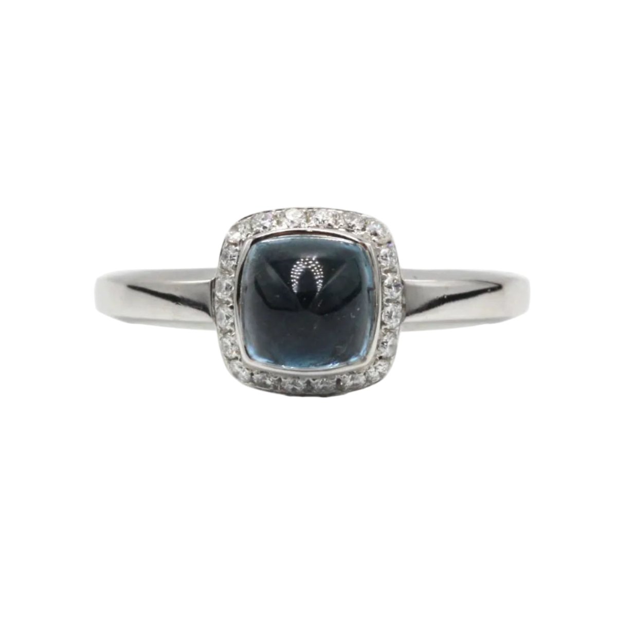 Bague Entourage FRED "Pain de sucre" en or blanc, topaze et diamants - Castafiore