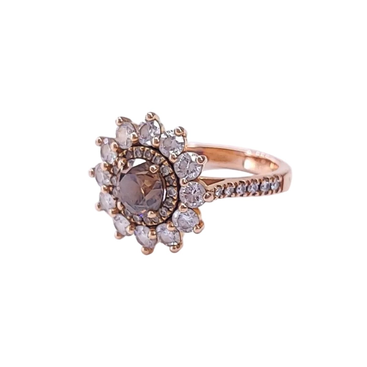 Bague Entourage GEMMYO "Lefkos" en or rose et diamants - Castafiore