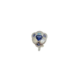 Bague Entourage ISABELLE LANGLOIS "Flora Pensée" en or blanc, pierres de lune, iolites et diamants - Castafiore