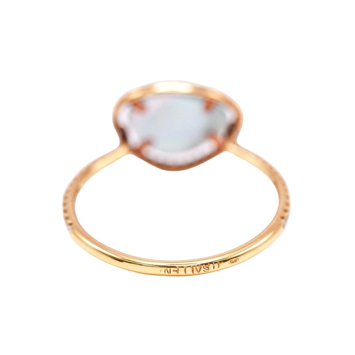 Bague Entourage MEIRAT en or jaune, aigue - marine et diamants - Castafiore