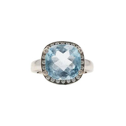 Bague Entourage POIRAY "Fille Antik" en or blanc, topaze et diamants - Castafiore