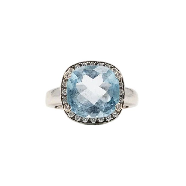 Bague Entourage POIRAY "Fille Antik" en or blanc, topaze et diamants - Castafiore