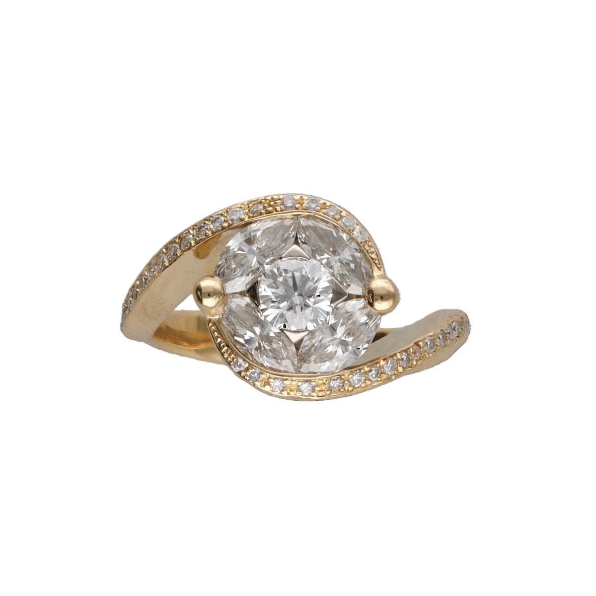 Bague Entourage VANGELDER en or jaune, or blanc et diamants - Castafiore