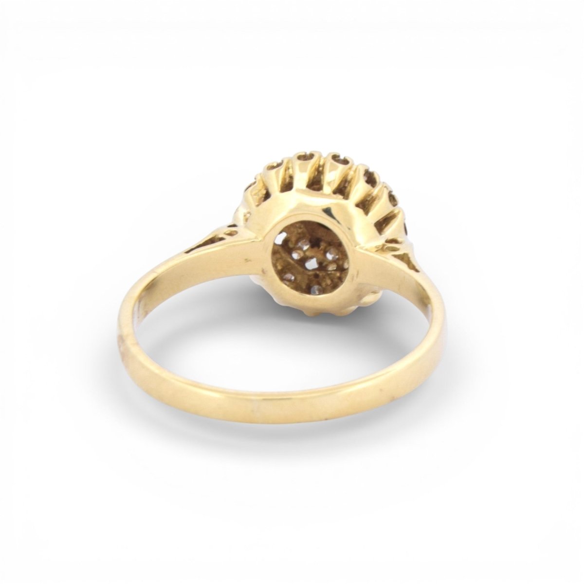 Bague Entourage Vintage en or jaune, saphir et diamants - Castafiore