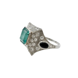 Bague esmeralda et diamants en or blanc - Castafiore