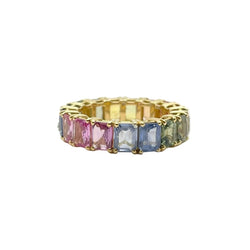 Bague Éternité en en or jaune et saphirs multicolores - Castafiore