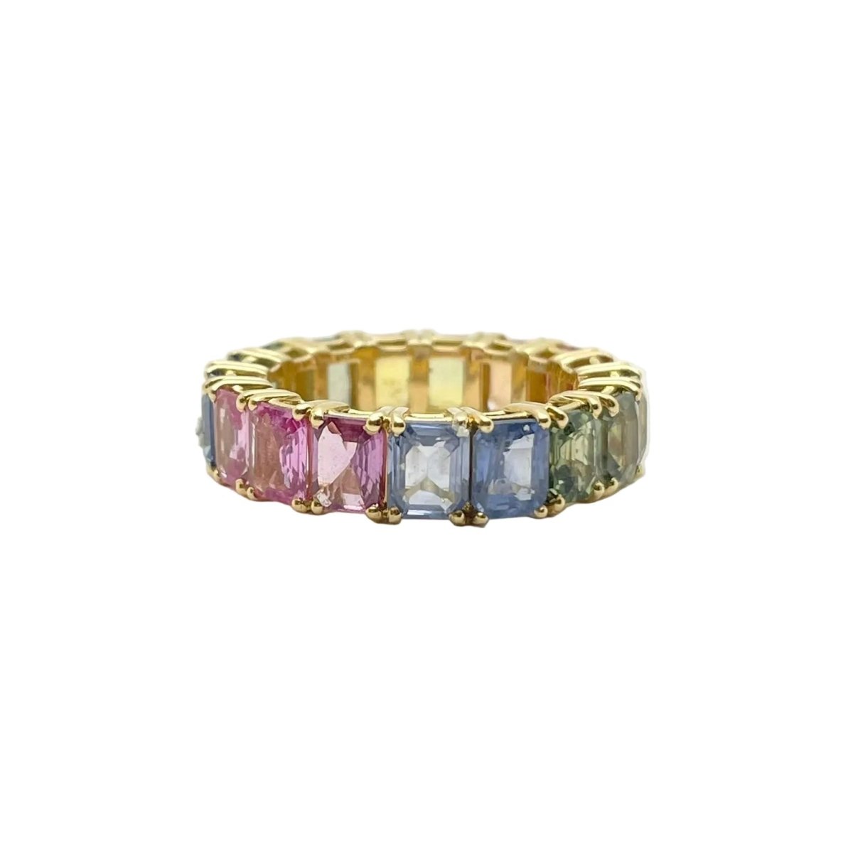 Bague Éternité en en or jaune et saphirs multicolores - Castafiore