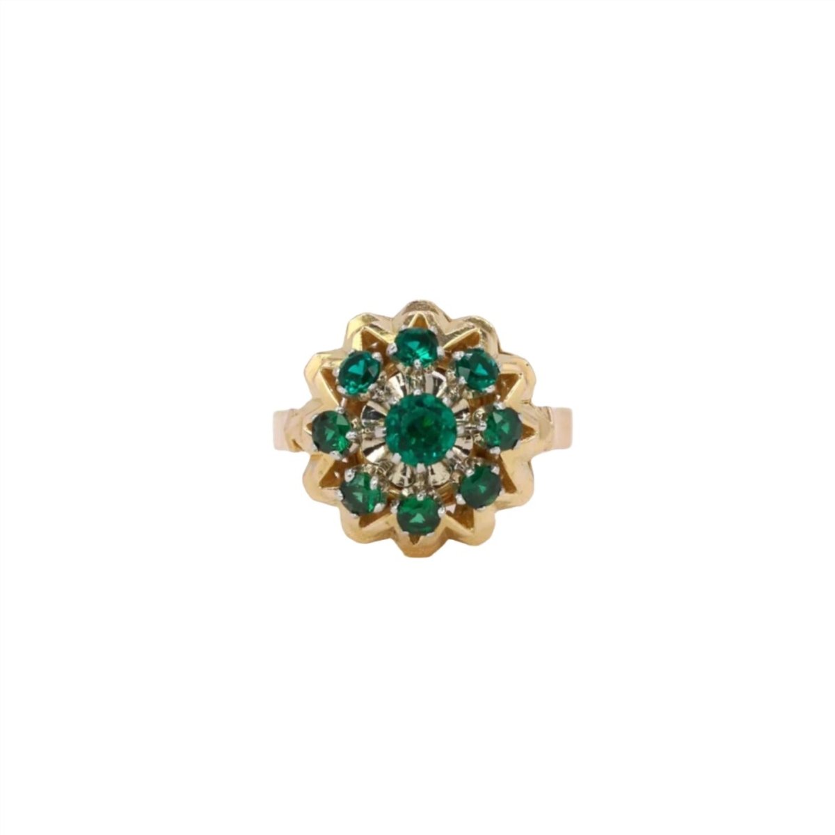Bague étoile or jaune pierre verte - Castafiore