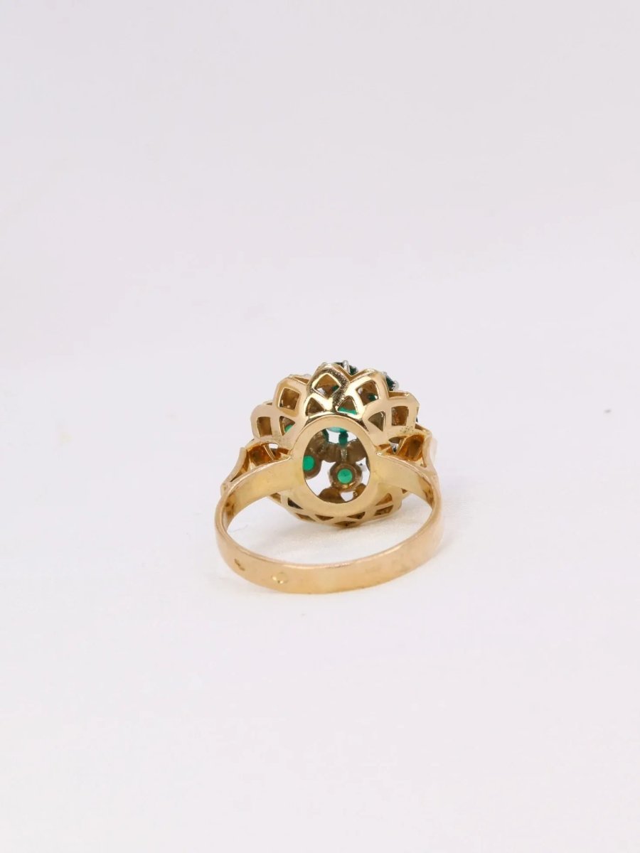 Bague étoile or jaune pierre verte - Castafiore