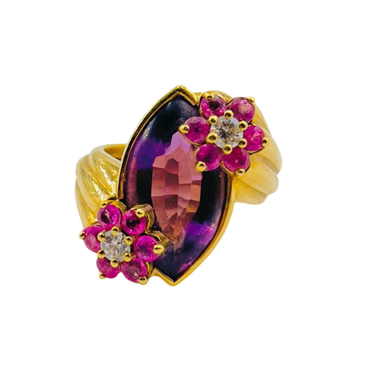 Bague EVA SEGOURA en or jaune, améthyste et diamants - Castafiore