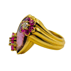 Bague EVA SEGOURA en or jaune, améthyste et diamants - Castafiore