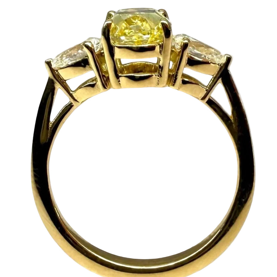 Bague Fancy intense yellow en or jaune et diamant - Castafiore