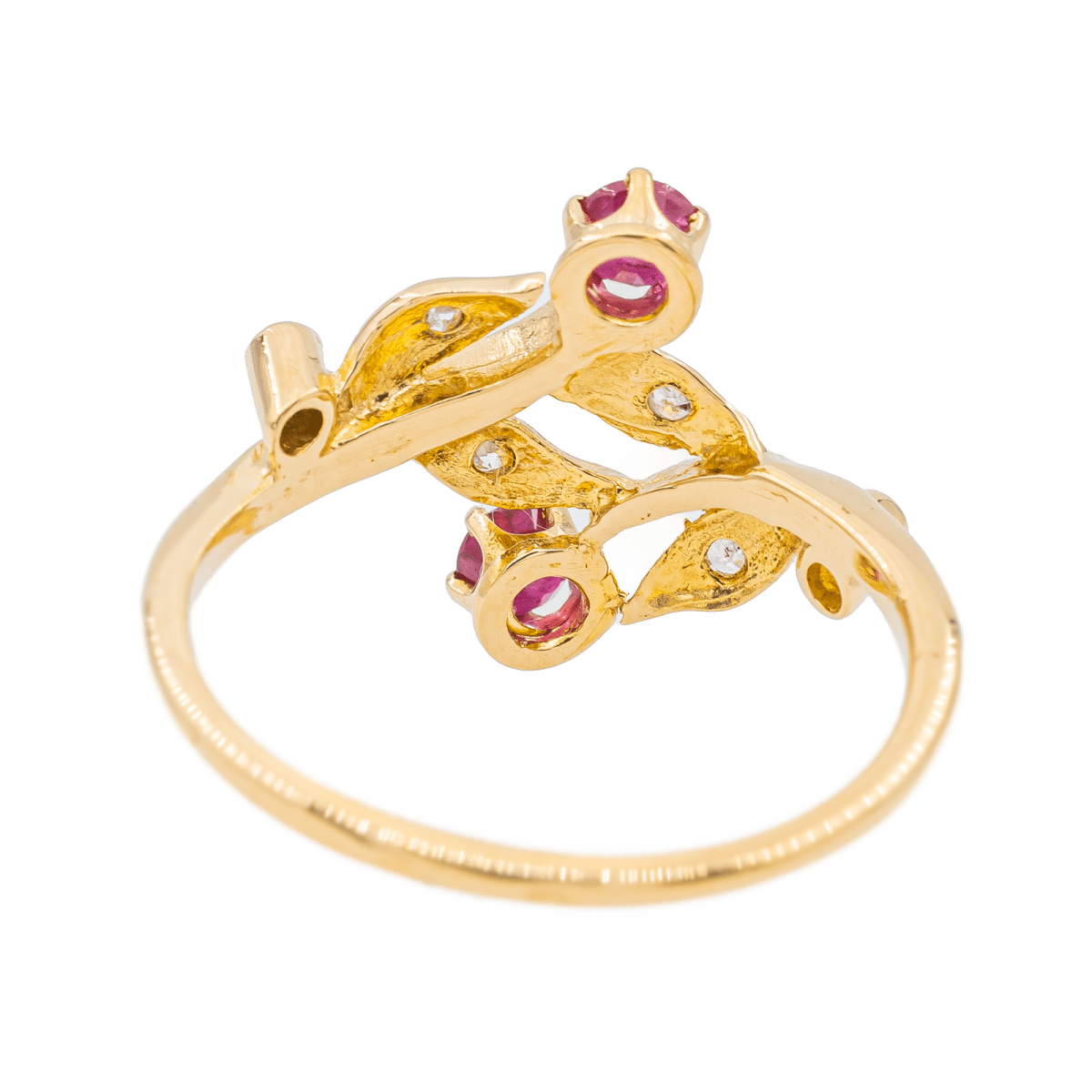 Bague Feuille Or jaune Rubis - Castafiore