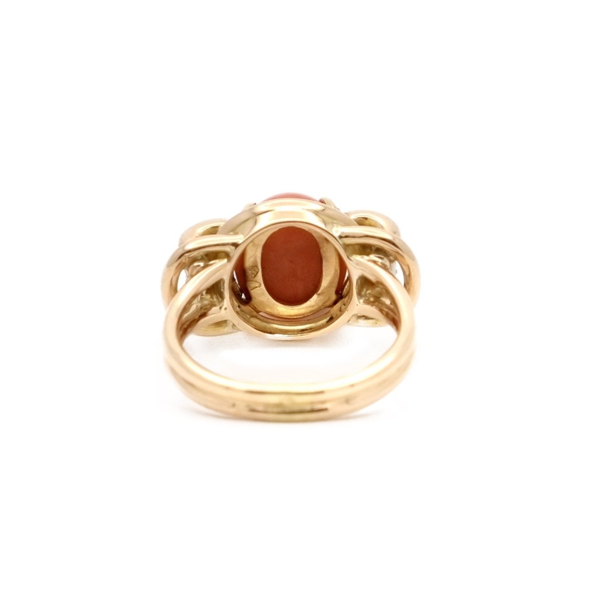 Bague fil d'or en or jaune et or gris corail et diamant - Castafiore