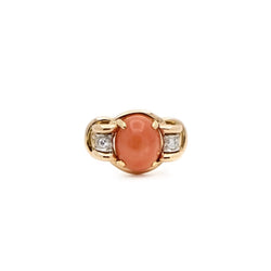 Bague fil d'or en or jaune et or gris corail et diamant - Castafiore