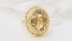 Bague filigranée en or jaune et citrine facettée - Castafiore